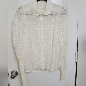 Antropologíe  Maeve Gigham puff  Sleeve button down blouse.